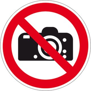Verbotszeichen "Fotografieren verboten" 5 cm Aluminium